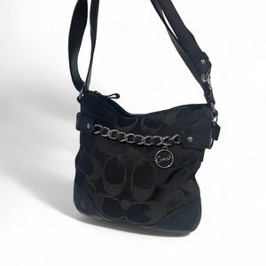 Coach Black and Silver Chain Shoulder Bag